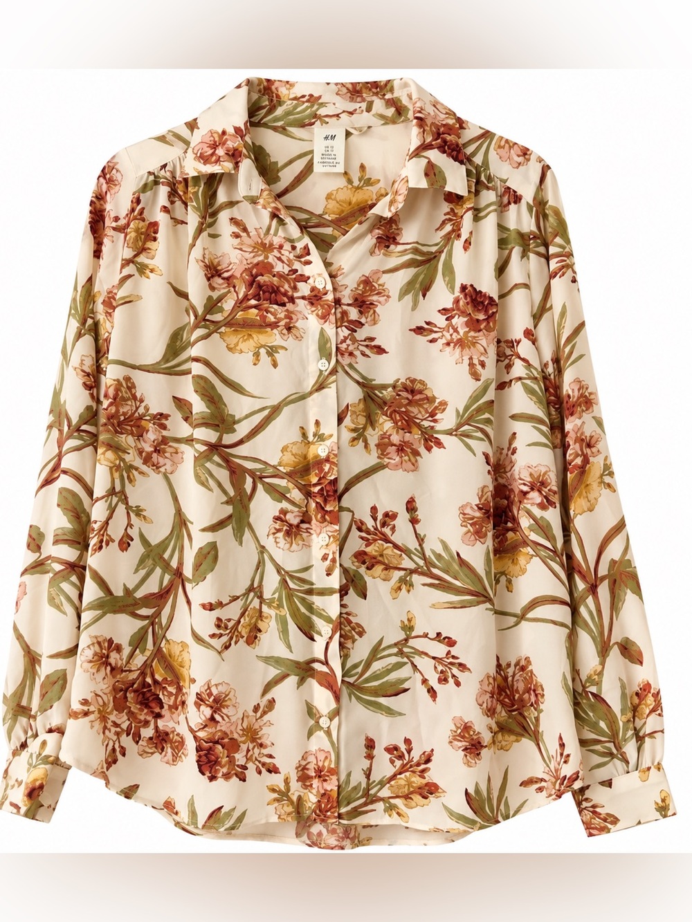 H&M Floral Button Down Blouse Women's Size 12
Cream Cottagecore Fall 🍁